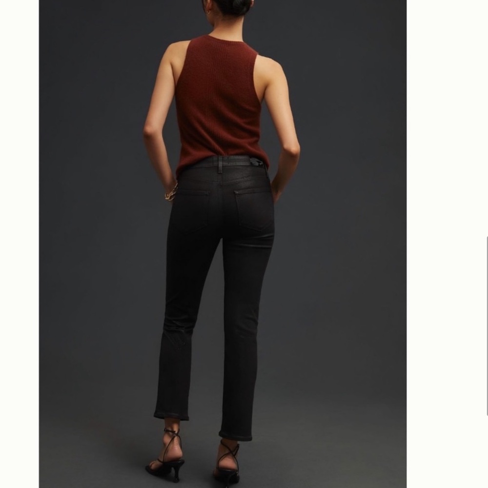 Paige Cindy Mid-Rise Coated Straight Black Jeans size 30 NWT - Picture 6 of 15